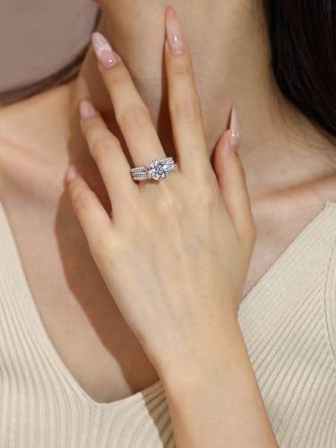 5ct Moissanite Engagement Rings for Women, 11MM Center Stone, D Color VVS1 Round Lab Created Moissanite Wedding Promise Proposal Rings for Women Her, Anniversary Luxurious Bridal Gift3