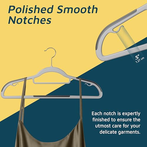 Lifemaster Plastic Clothes Hanger Set - 20 Pieces Versatile, Lightweight, Space-Saving, Non-Slip, Slim Designed, Dry and Wet Clothes Hanger Set with 360° Swivel Hook and Rubber Coating - Gray by Lifemaster - Image 3