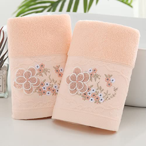 Yiluomo Pink Hand Towels Set Of 2 Stereoscopic Flower Embroidered Decorative 100% Cotton Super Soft Highly Absorbent Terry Hand Towels For Bathroom Gift 13 X 29 Inch #TOP6