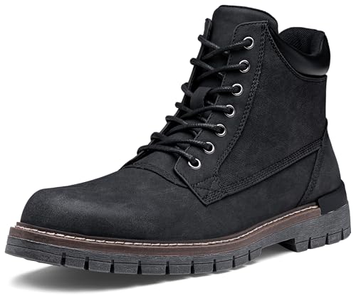Image of Jousen Mens Chukka Boots Lace-Up Side Zipper Ankle Support Boots for Men | Synthetic upper, non-slip rubber sole, removable memory foam insoles, padded collar ankle support, wide available