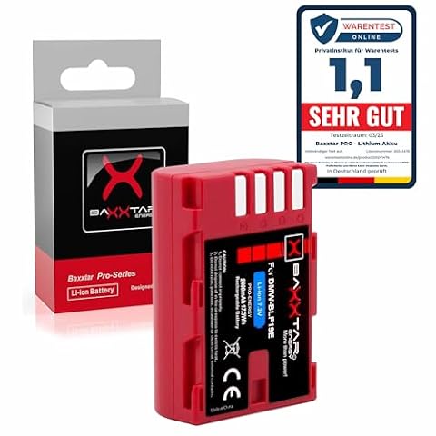 Baxxtar Pro Akumulator DMW-BLF19E 2400mAh dla Panasonic Lumix GH5 GH5S GH4 G9 GH3 | Akumulator zapasowy z chipem informacyjnym | kompatybilny z Sigma BP-61 dla SD Quattro – najnowsza wersja 2025