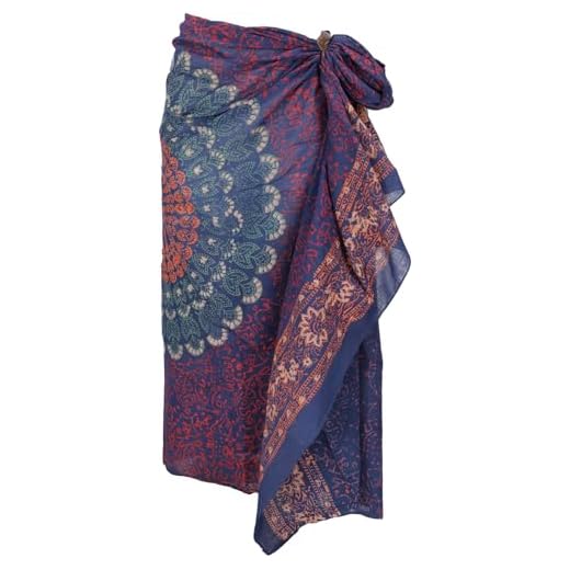GURU SHOP Foulard fin, sarong, tenture murale, mandala, robe sarong, homme/femme, rouge, coton, taille : taille unique, Modèle 16, taille unique