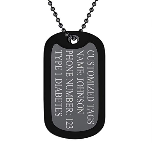 FindChic Dog Tags Personalized Necklace for Men with Silencer Custom Text Engraved/Print Photo Military US Army ID Tag/Saint Michael Guardian Pendant Stainless Steel Jewelry Gift, with Jewel
