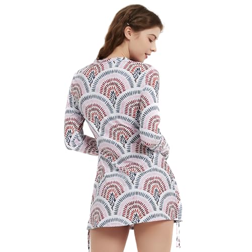 LilyCat Women's Rash Guard Long Sleeve Sun Protection Clothing Half Zip Swim Shirt Side Adjustable Swimsuit Tops4