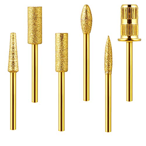 Nail Drill Bits for Machine Replacement Bits- wiwi 6PCS Tungsten Carbide Drill Bits Cuticle Drill Bits Nail Bits for Nail Drill 3/32 Inch for Efile Nail Bit Manicure Pedicure (6pcs sanding bands)
