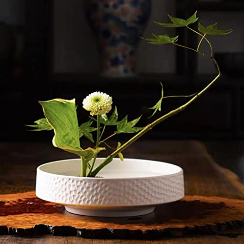 Japanese Ikebana Kit Floral Frog Japanese Flower Arranging Supplies Flower Container with Needle Straightening Tool & Kenzan - 2.4inch Flower Frog, Bowl Vase (White Hammering Pattern) by Eggone - Image 9