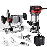 WETOLS Compact Router Tool Set, Fixed/Plunge Base Kit, 6 Variable Speed, 1-1/4-HP Max Torque, Must Have Woodworking Tools with Carrying Case & Edge Guide and Parallel Guide
