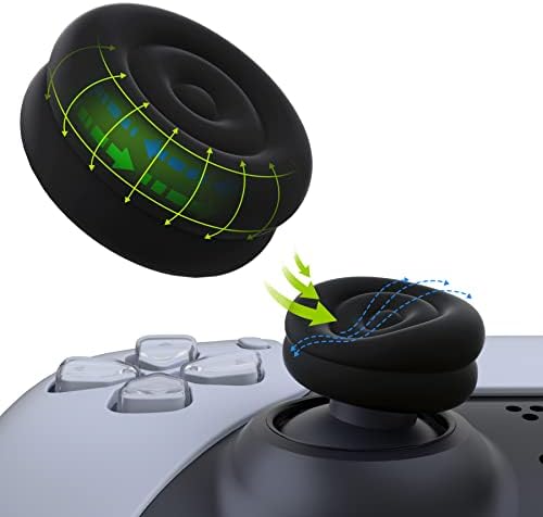 PlayVital Thumbs Cushion Caps Thumb Grips for ps5, for ps4, Thumbstick Grip Cover for Xbox Series X/S, Thumb Grip Caps for Xbox One, Elite Series 2, for Switch Pro Controller - Black
