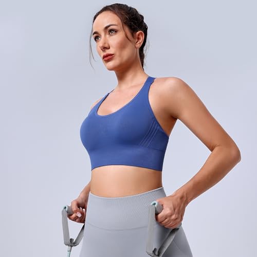 Image of Evercute High Impact Sports Bras for Women 3 /4 /5 Pack, Adjustable Straps Padded Supportive Seamless Racerback Running Bras
