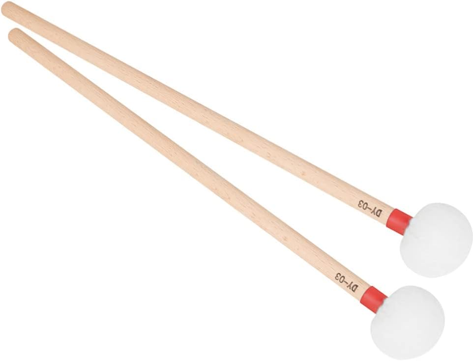 2Pcs Red Felt Drumsticks with Wooden Handle Perfect for Bass Drum and Percussion Instruments - Durable Mallet Sticks for Drummers
