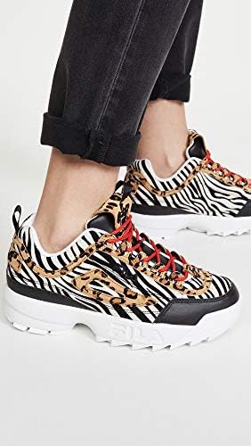 Fila Women's Disruptor II Animal Sneakers, Black/Multi/White, 5 Medium US | Image 2
