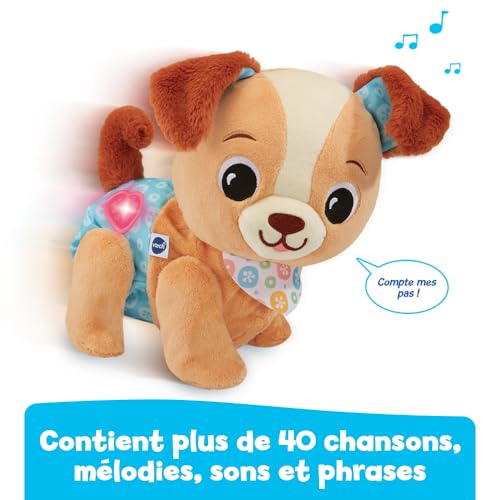 VTech Toutou 1 2 3 suis Moi Peluche Interactive Câlin Chien Qui Marche et Aboie Éveil Bébé Sensoriel Jouet Musical Cadeau Bébé Dès Contenu en Français - vue 5