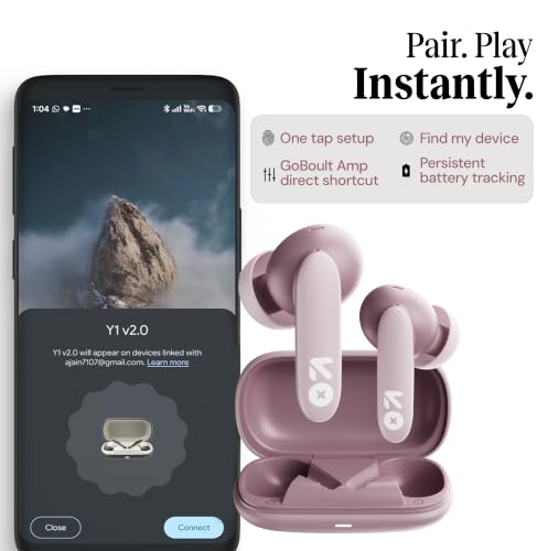 Image of GOBOULT Y1 v2.0 Ear Buds Wireless with 60H Playtime, Zen Quad Mic ENC, 45ms Low Latency, Touch Contorl, Dual Device Pairing, Bluetooth 6.0, 13mm Driver Earbud TWS Wireless Earphone (Electric Pink)