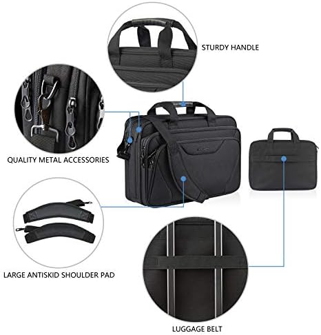 KROSER Laptop Bag Premium Laptop Briefcase Fits Up to 17.3 Inch Laptop Expandable Water-Repellent Shoulder Messenger Bag Computer Bag for Travel/Business/School