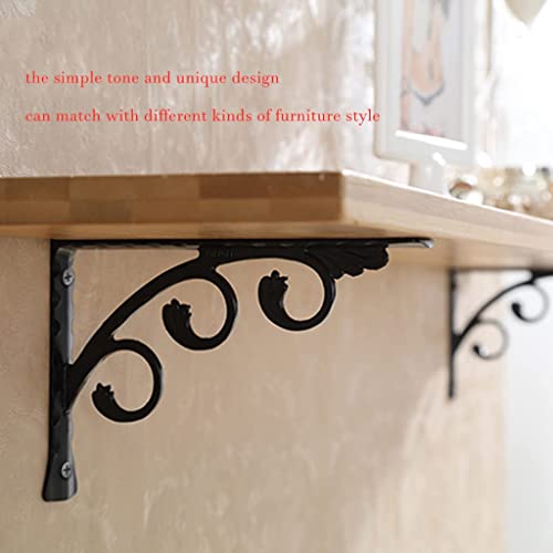 2Pcs Black Heavy Duty Shelf Brackets & Supports, Rustic Iron Wall Decorative Shelf Brackets,Kitchen Metal L Shape Corner Brace Shelf Supporte 9.8" X 7.87" Inch Small #TOP5