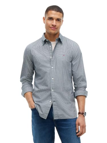 Image of Tommy Hilfiger Men's Long Sleeve Oxford Shirts in Regular Fit, Men's Button Down Shirts, Also Available in Big and Tall