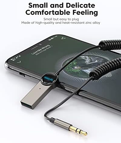 Kuulaa Bluetooth V5.0 Receiver, 3.5mm Jack Aux Bluetooth Adapter Dongle Cable For Car Home Speaker Audio Music Streaming, CVC8.0 Noise Cancelling, Built-in Microphone Handsfree Car Kit (Gun Color)