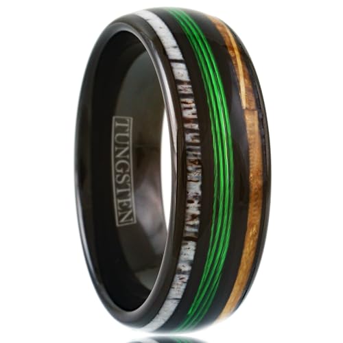 Ravishing ring with green line inlay