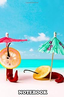 Notebook: Red Chili Peppers On The Beach Hot Summer Day White S