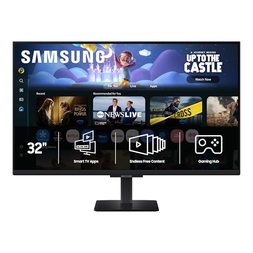 Samsung 32-Inch M5 (M50F) Series FHD Smart Monitor with Streaming TV, Speakers, HDR10, Gaming Hub, Multiple Ports, Workout Tracker, Vision Accessibility Tools, Black, LS32FM502ENXZA by Samsung - Used condition - US$189.99