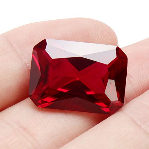 Acxico 2Pcs Exquisite Plgeon Blood Red Ruby Emerald Cut Loose Gemstone Gifts