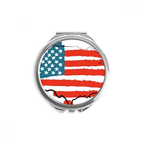 Miroir rond maquillage amérique carte drapeau de pays de poche