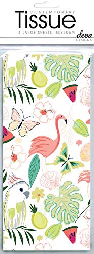 Katie Phythian Flamingo Tissue Printed Patterned Tissue Wrapping Paper Deva Designs Luxury 4 Sheets 50 x 70 cm