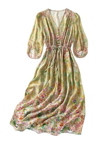 Robe en soie à imprimé floral printanier pour vos sorties