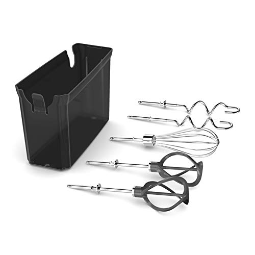 BLACK+DECKER Helix Hand Mixer, Premium Performance 5 Speed Hand Mixer, Includes 5 Attachments and Case, Black, MX600BC