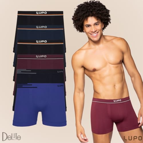 Kit Com 4 Cuecas Boxer Lupo Microfribra Sem Costura Adulto Box Masculina 436 (BR, Alfa, GG, Regular,