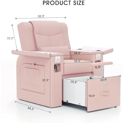 Artist hand Pedicure Spa Chair, Massage Chair, with Smart Foot Bathtub, Hand Wash, Salon Chairs for Manicure, Foot Bath (Pink)