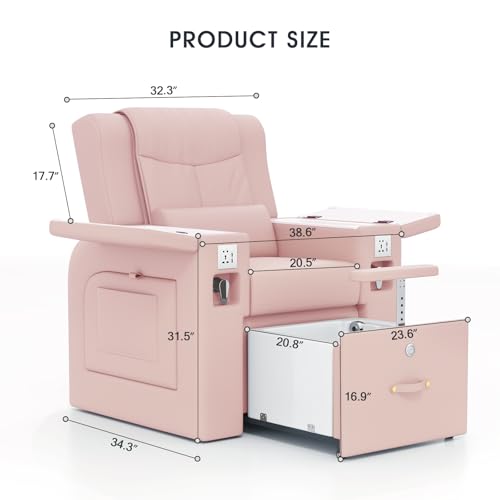 Artist hand Pedicure Spa Chair, Massage Chair, with Smart Foot Bathtub, Hand Wash, Salon Chairs for Manicure, Foot Bath (Pink)