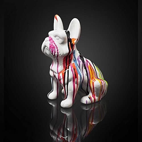 HOME DECO FACTORY Buldog rzeźba ceramiczne szwy 30 cm, wielokolorowe