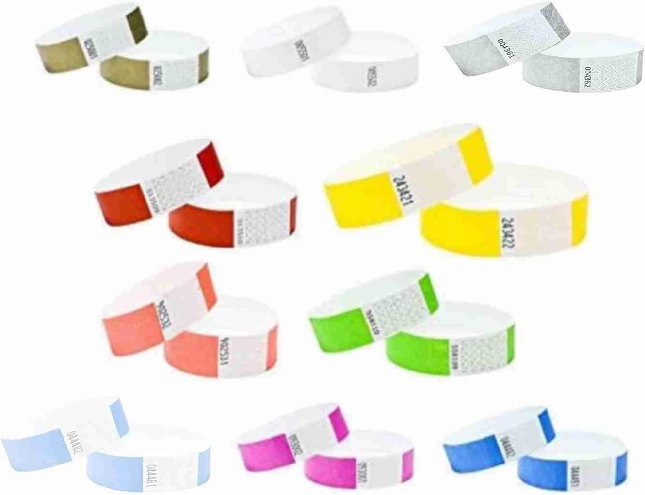 Wristbands Made from Dupont™ Tyvek® 3/4 inch 100 Pack, Paper Like Bracelets Used for Events, Nightclubs, waterparks etc. Multi Coloured