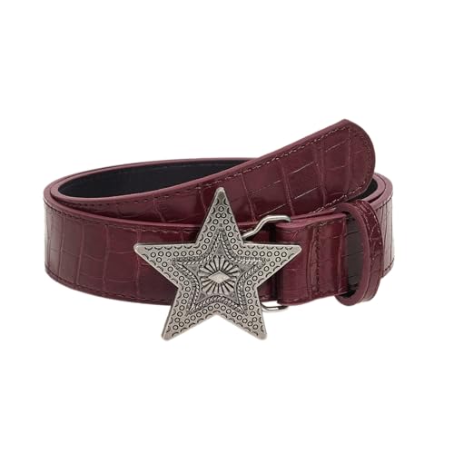 Five-pointed Star Buckle Belts For Women Cool Waist Belt 2000s Embossing Belt For Teens Girl Western Waistband