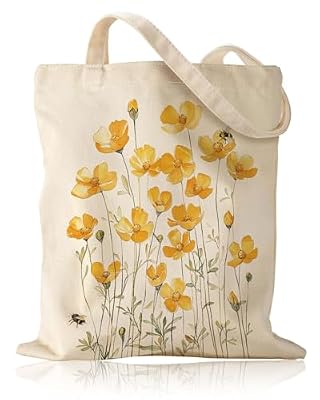 UYRVAPE 1 pezzo Personalizzata margherita Borsa Tela, Tote Bag Tela, Shop Art Borsa di Cotone 34x38cm, per Sposa Damigella, Idea Regalo Donna Mamma, Compleanni, Matrimonio