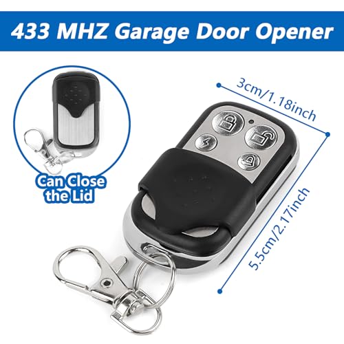 TNOMSNO Fernbedienung für automatisches Tor, 3 Frequenzen 433,92 Mhz, Universal-Fernbedienung mit 4 Tasten, Schwarz