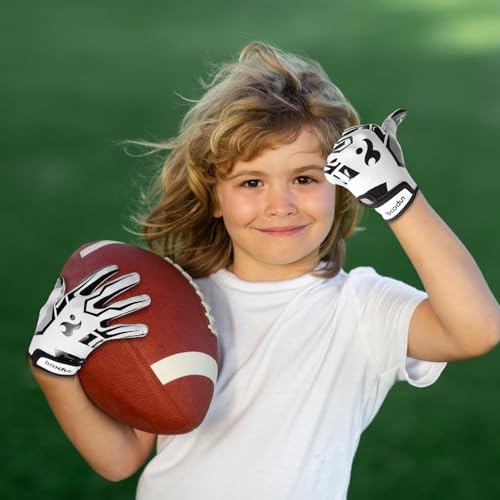 Luwint Boy Gifts Football Gloves, Kids Receiver Gloves Ages 5-8 with Sticky Grip - Thumbnail 6