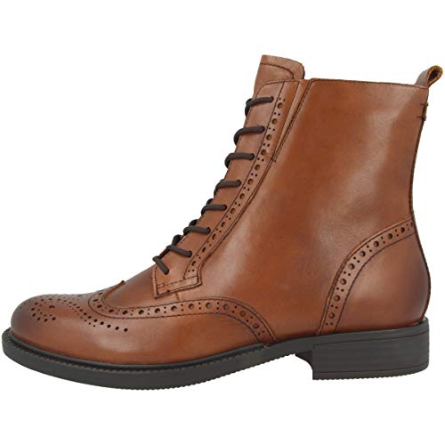 Preisvergleich Produktbild Tamaris Damen Lederstiefelette mit Blocksabsatz Cognac braun - 37 / 37.0