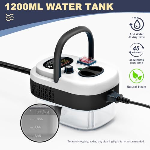 Image of Portable High-Pressure Handheld Steam Cleaner, 14-Piece Accessories, 6 Steam Levels, 15s Heat-Up,chemical-free Cleaning Tile, Grout, Dirt, Grease & Car Detailing(white&Black)