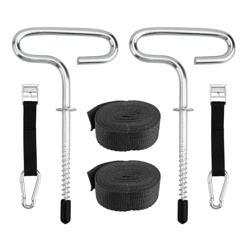 TOSRWGLL 24260 Deluxe Shelter Tie Down Kit Fit for Eskimo Ice Fishing Tent,Ice Shelter Accessories 2 Ice Anchors & 2 Cam Straps