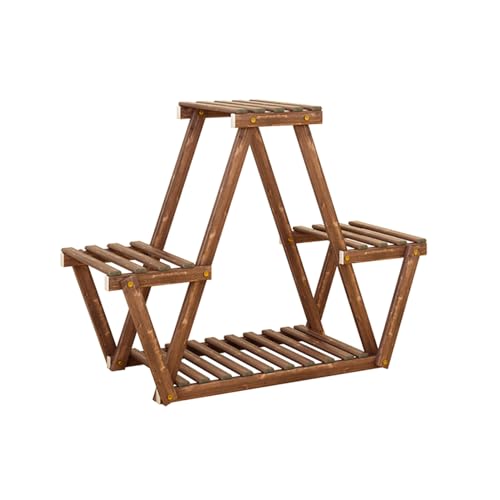 KKTX Garden Flower Shelf for Plant Multi-Tier Wooden Ladder Rack, Indoor/Outdoor Staircase Pots Display Corner Living Roomwooden,M