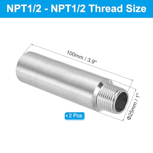 Conector de tubería de acero inoxidable 304 de 100 mm con roscas G1/2 robustas 3