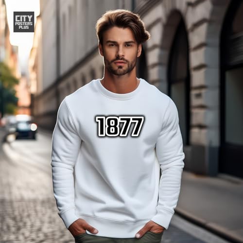Sweatshirt retro 1877 blanc col rond pull mode urbaine unisexe - 2