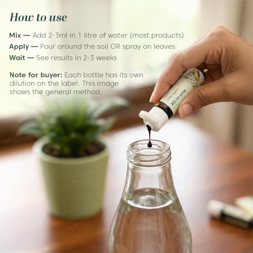 Image of Kyari 5-in-1 Liquid Plant Care Kit - Growth Booster, Seaweed Extract, Root Booster, Neem Oil & Plant Tonic - Organic Liquid Fertilizer Kit for Home Garden - 100% Natural for Plant Parents