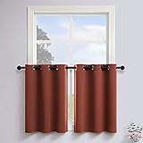 Burnt Orange Pumpkin Rust Short Curtains for Kitchen Bathroom Blackout Brick Small Tier 2 Panel...