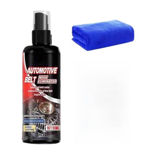 Belt Silencer Spray - 50ml Long Lasting Noise, Reduction Formula Automotive Belt Squeal Eliminator with Anti Slip Lubrication for Smooth Preventing Slippage and Cracking for Cars SUVs RV