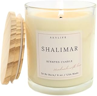 Scented Candle Shalimar –Our Version with Bergamot, Rose & Jasmine, Elegant Womens Fragrances, Gift for Women, Aesthetic Home Decor, Organic Coconut Wax Candle, Clean 50h Burn, USA