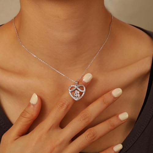 LOVECOM S925 Sterling Silver Infinity Love Heart Necklaces for Women Grandma Granddaughter Cute I Love You Forever CZ Chain Pendant Necklace Christmas Birthday Jewelry Gifts for Mom Dad Daughter3