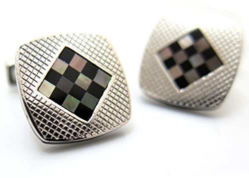 タテオシアン(TATEOSSIAN) チェッカーシルバーカフス（オニキス＆黒蝶貝） (カフスボタン/カフリンクス)